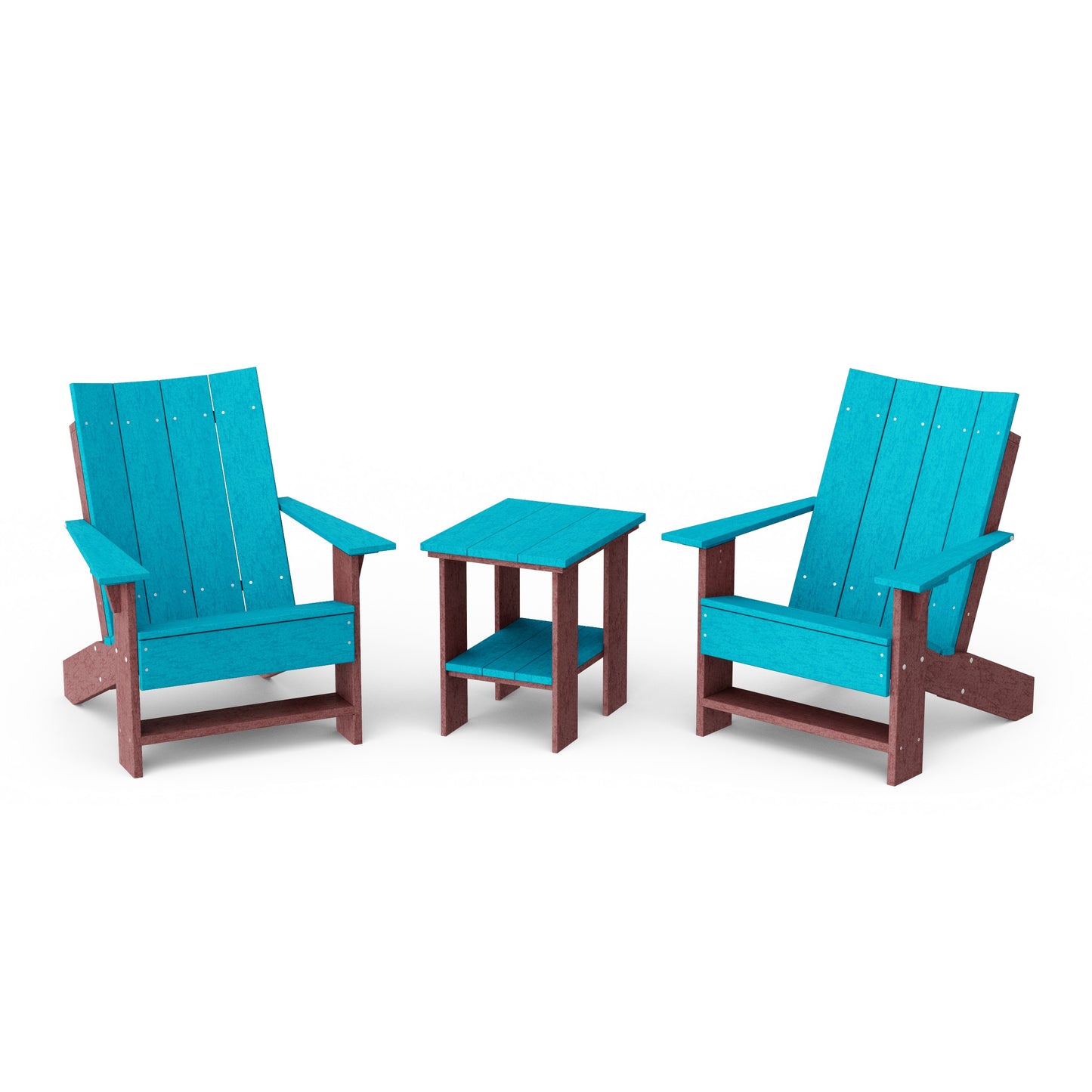 Contemporary 3-Piece Modern Adirondack Chair Set with Side Table