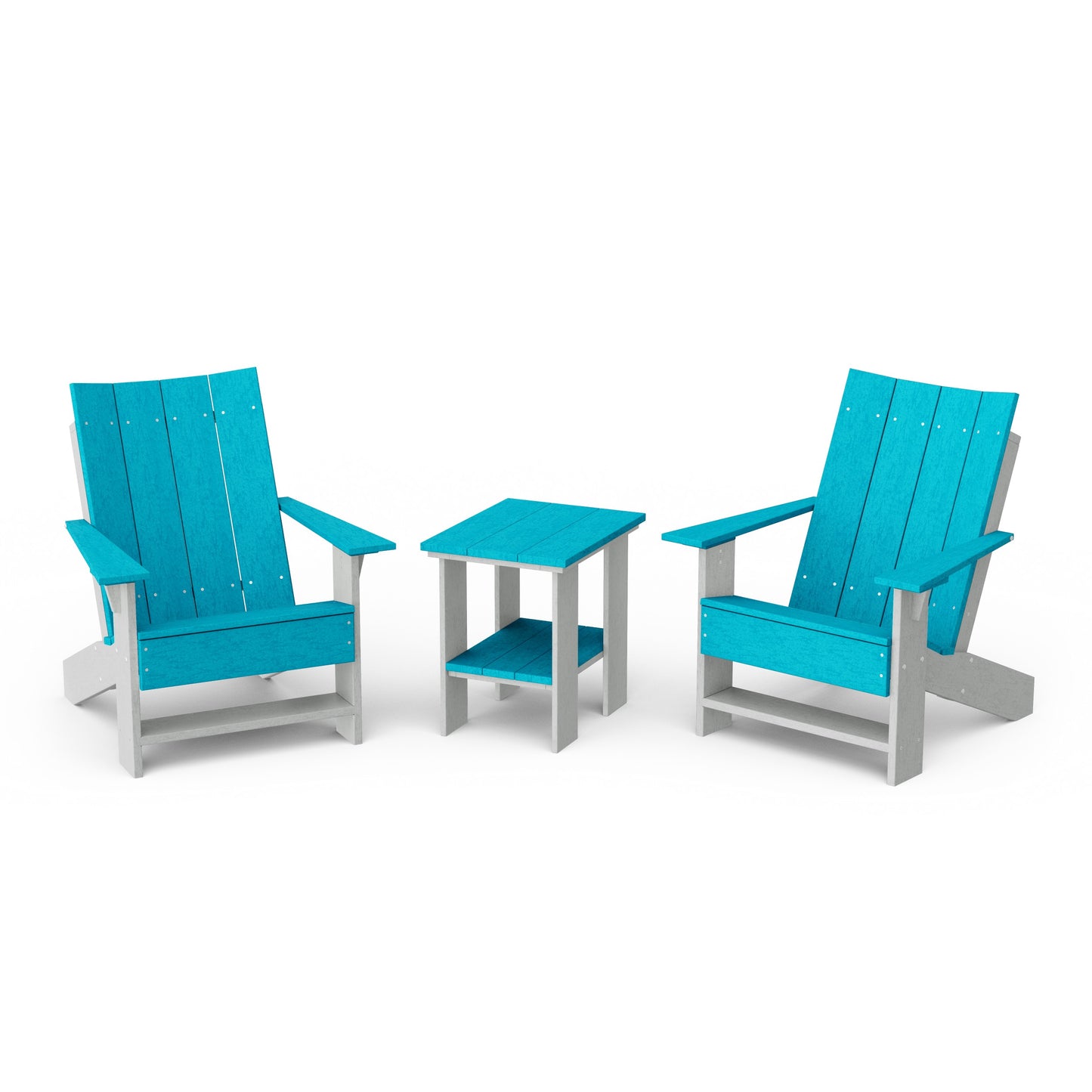Contemporary 3-Piece Modern Adirondack Chair Set with Side Table
