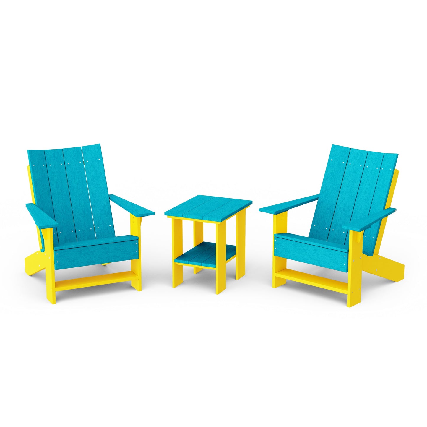 Contemporary 3-Piece Modern Adirondack Chair Set with Side Table