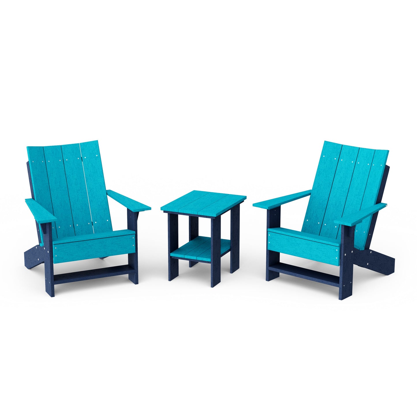 Contemporary 3-Piece Modern Adirondack Chair Set with Side Table