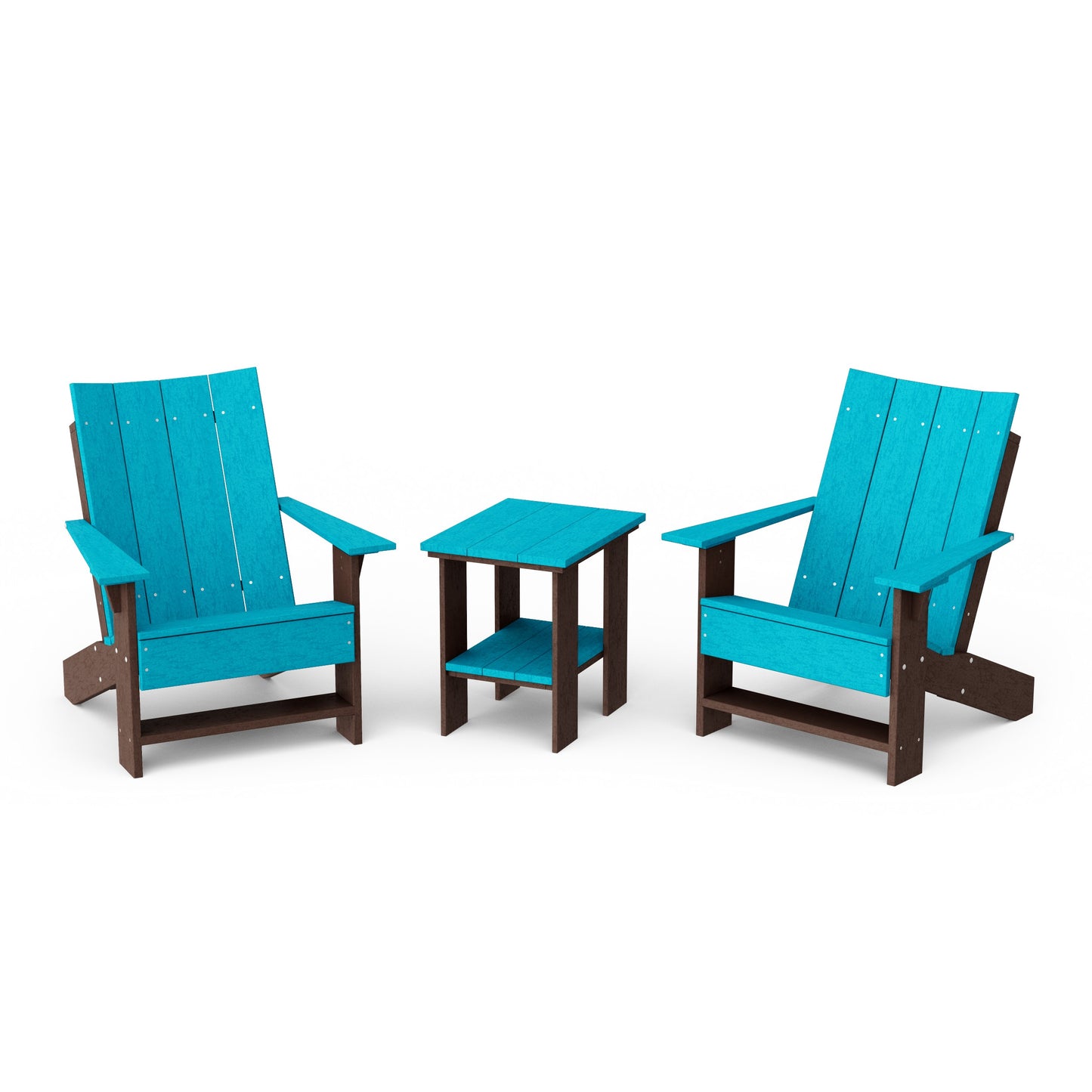 Contemporary 3-Piece Modern Adirondack Chair Set with Side Table