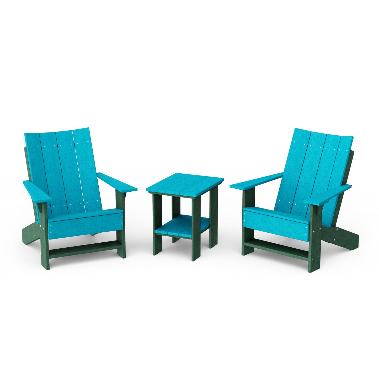 Contemporary 3-Piece Modern Adirondack Chair Set with Side Table
