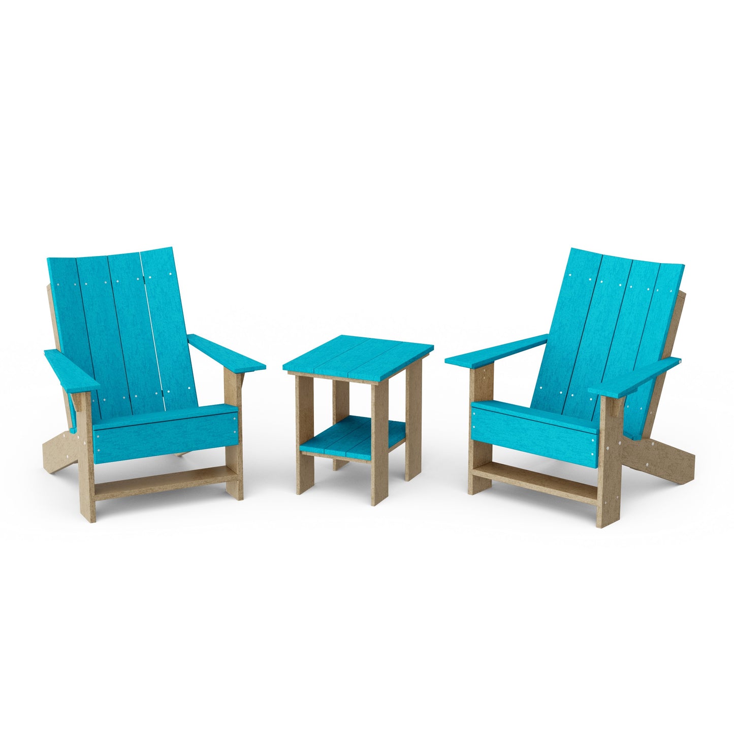 Contemporary 3-Piece Modern Adirondack Chair Set with Side Table
