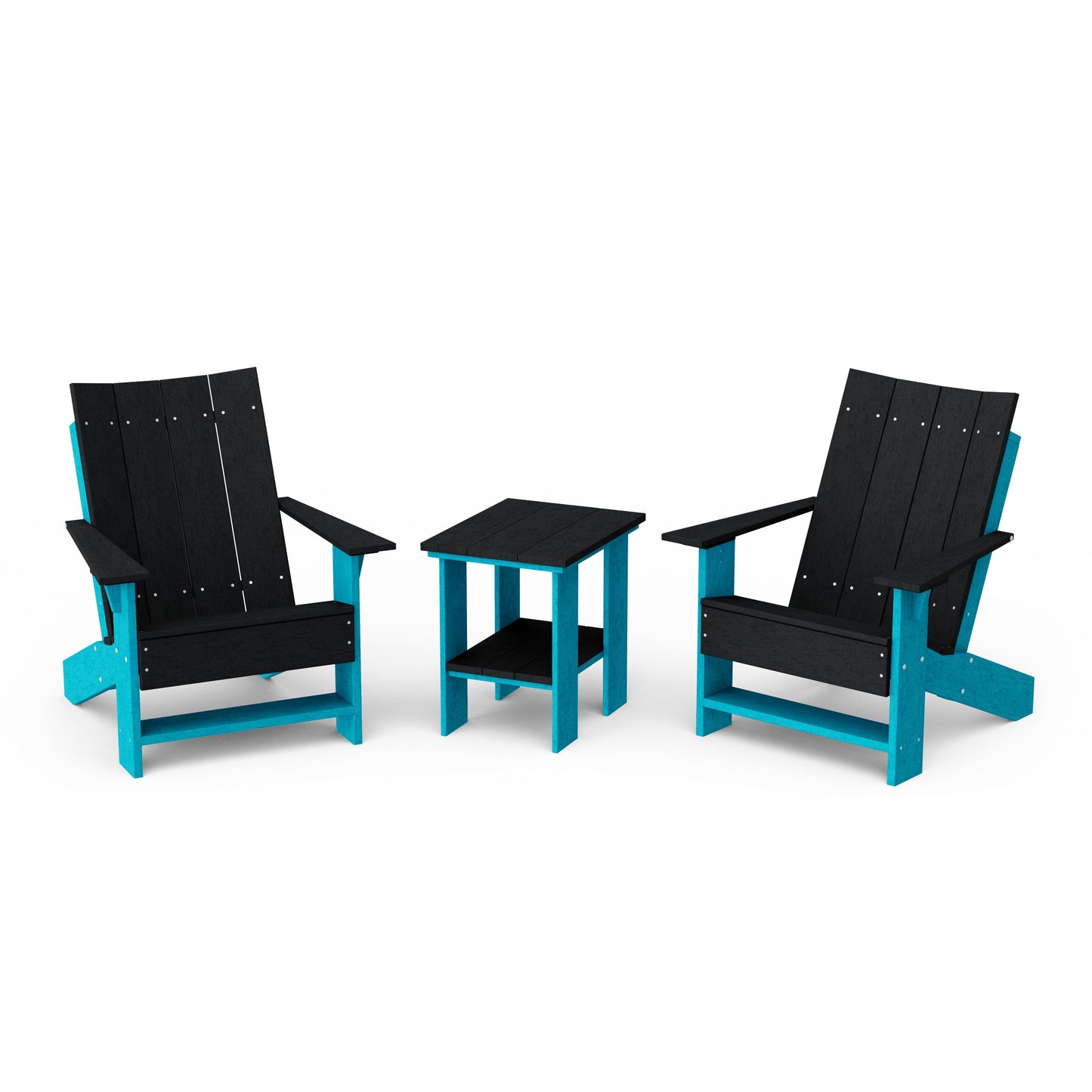 Contemporary 3-Piece Modern Adirondack Chair Set with Side Table