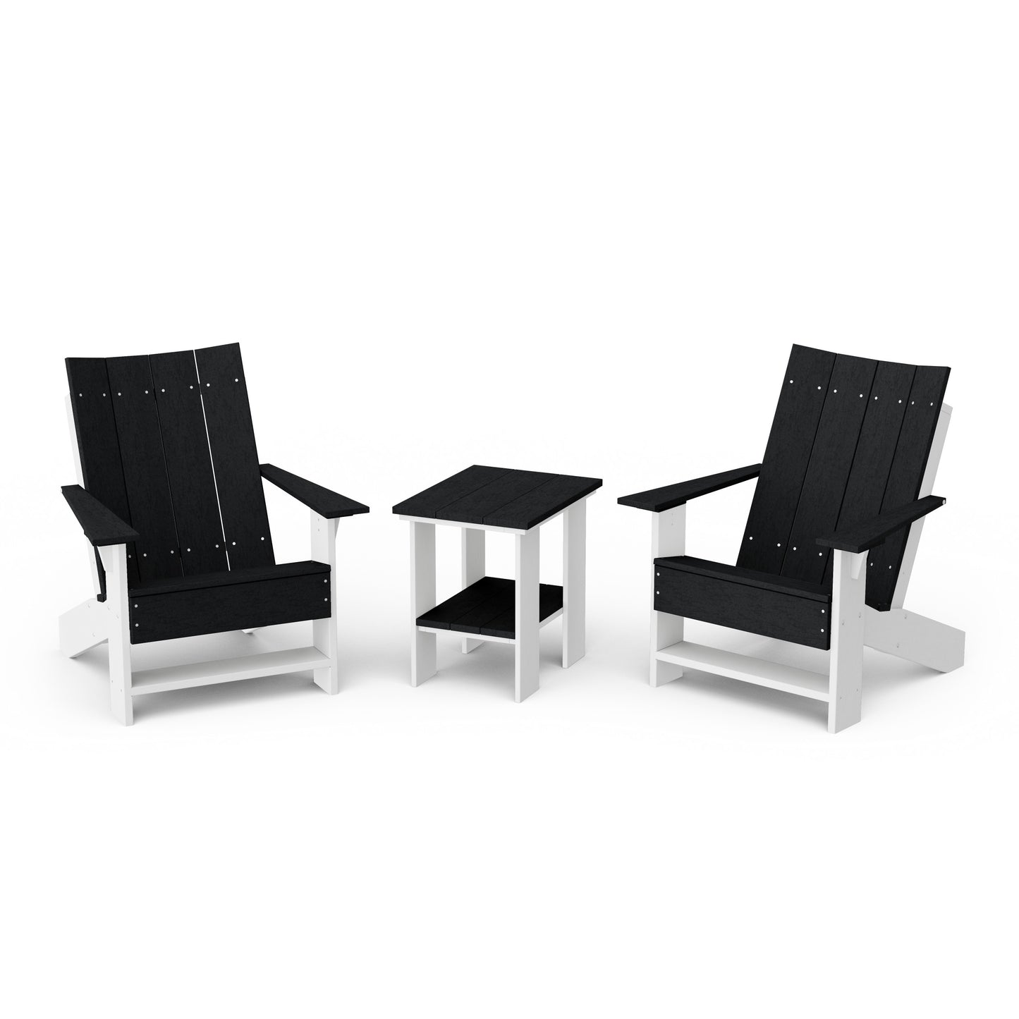 Contemporary 3-Piece Modern Adirondack Chair Set with Side Table