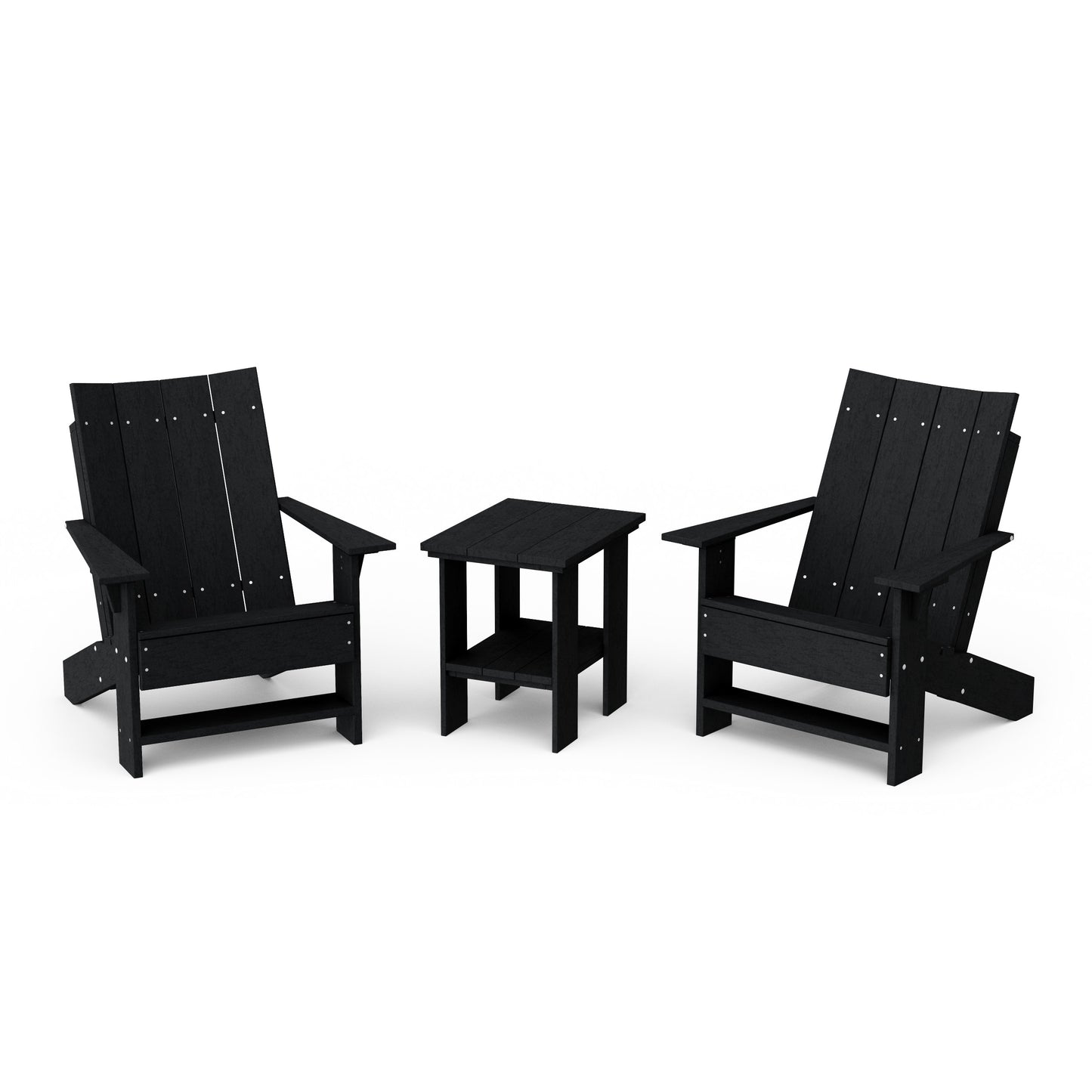 Contemporary 3-Piece Modern Adirondack Chair Set with Side Table