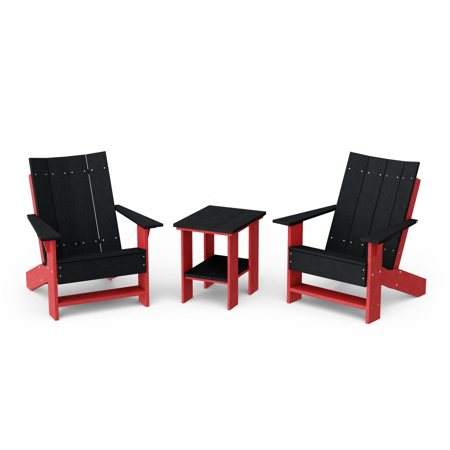 Contemporary 3-Piece Modern Adirondack Chair Set with Side Table