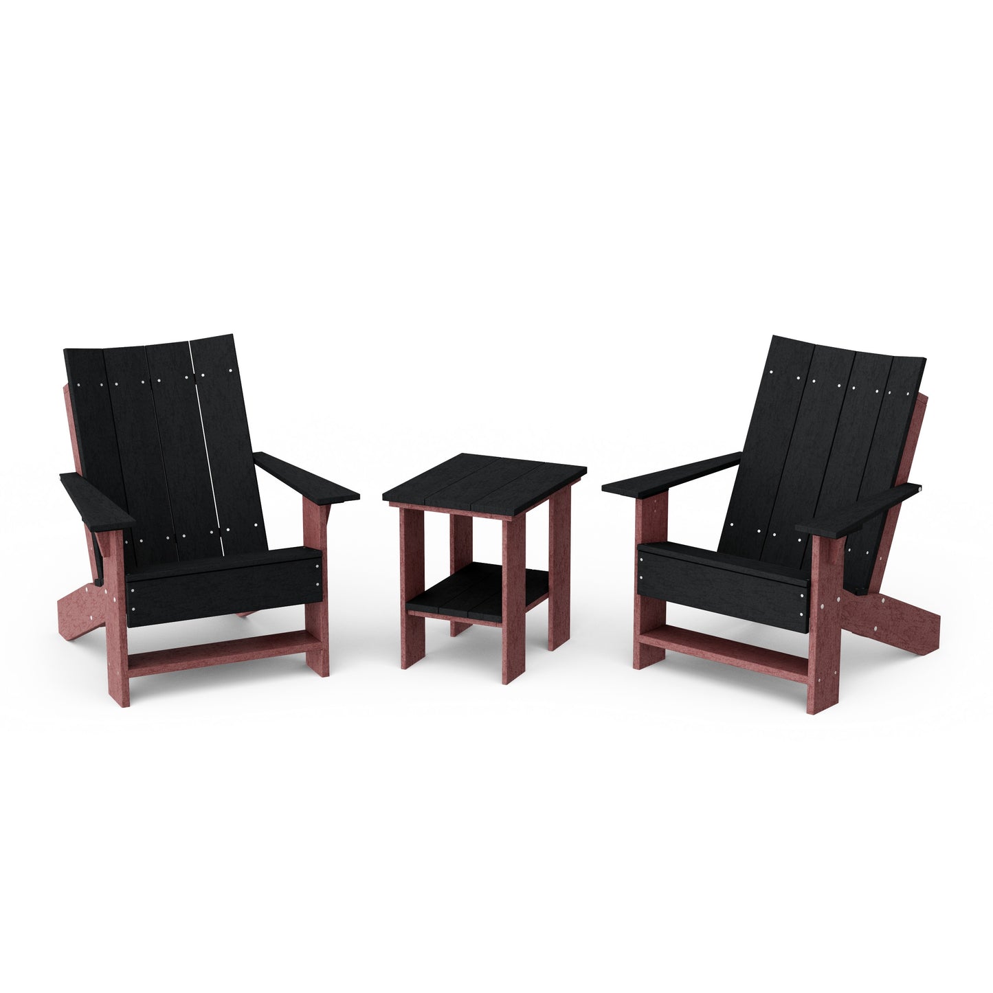 Contemporary 3-Piece Modern Adirondack Chair Set with Side Table
