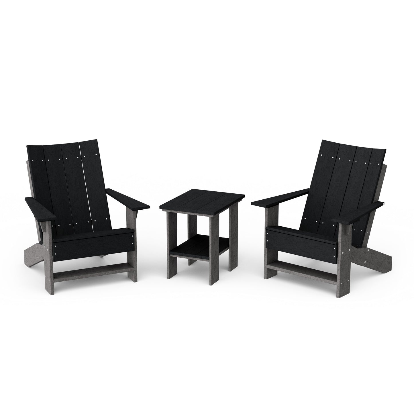 Contemporary 3-Piece Modern Adirondack Chair Set with Side Table