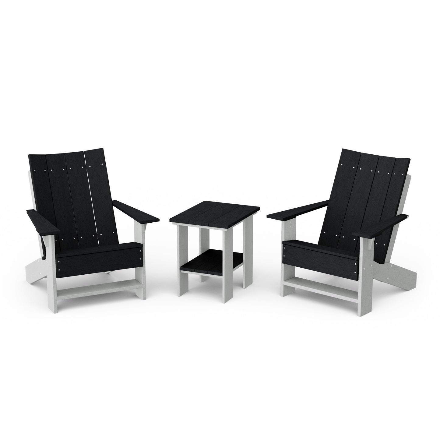 Contemporary 3-Piece Modern Adirondack Chair Set with Side Table