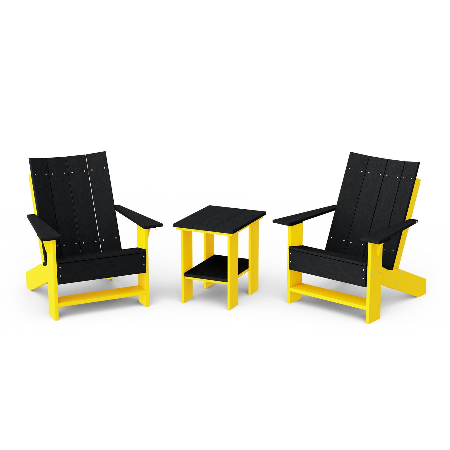 Contemporary 3-Piece Modern Adirondack Chair Set with Side Table