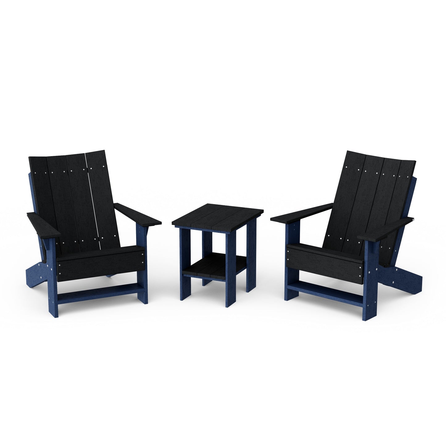 Contemporary 3-Piece Modern Adirondack Chair Set with Side Table