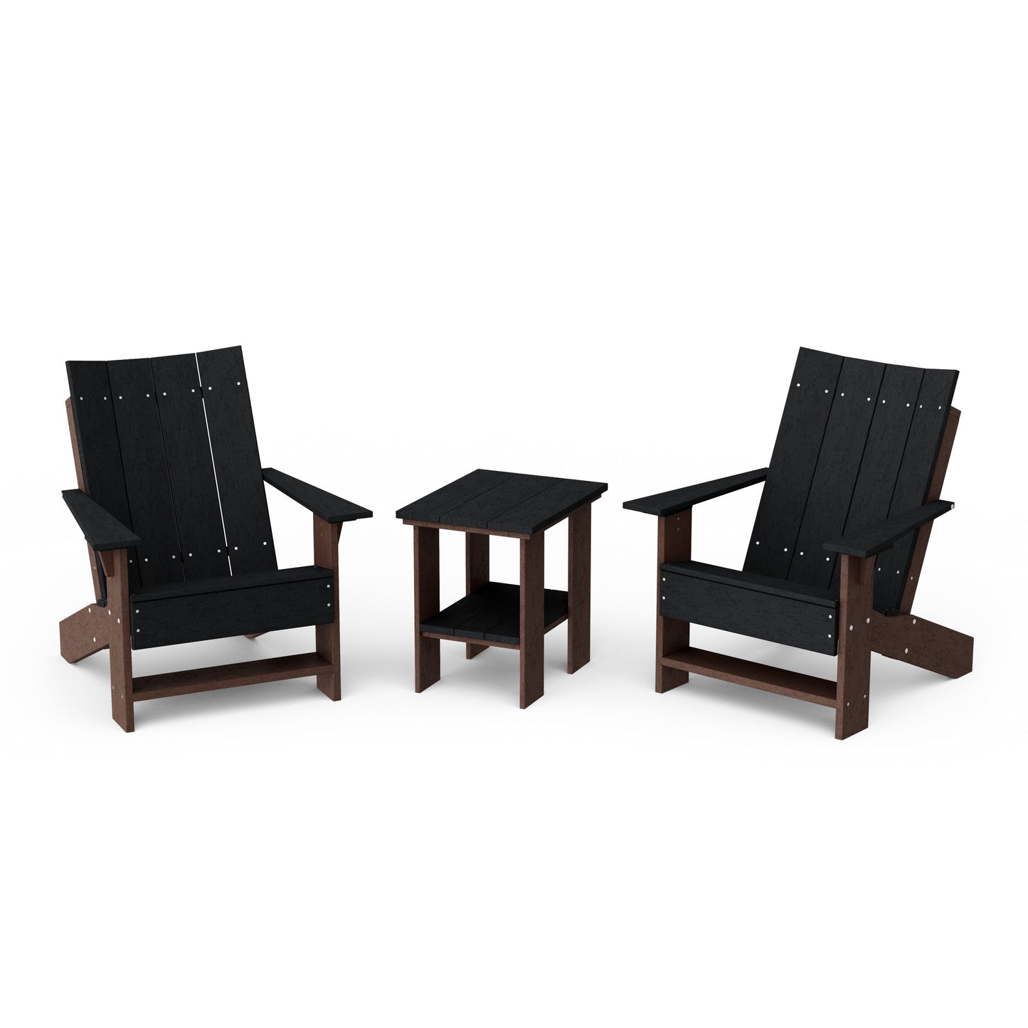 Contemporary 3-Piece Modern Adirondack Chair Set with Side Table