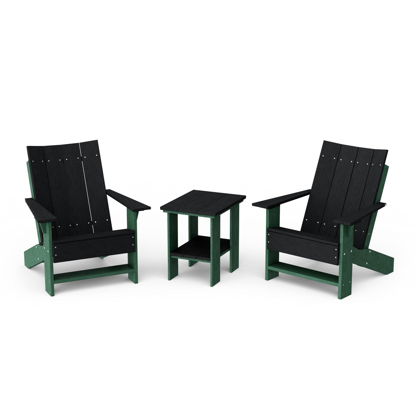Contemporary 3-Piece Modern Adirondack Chair Set with Side Table