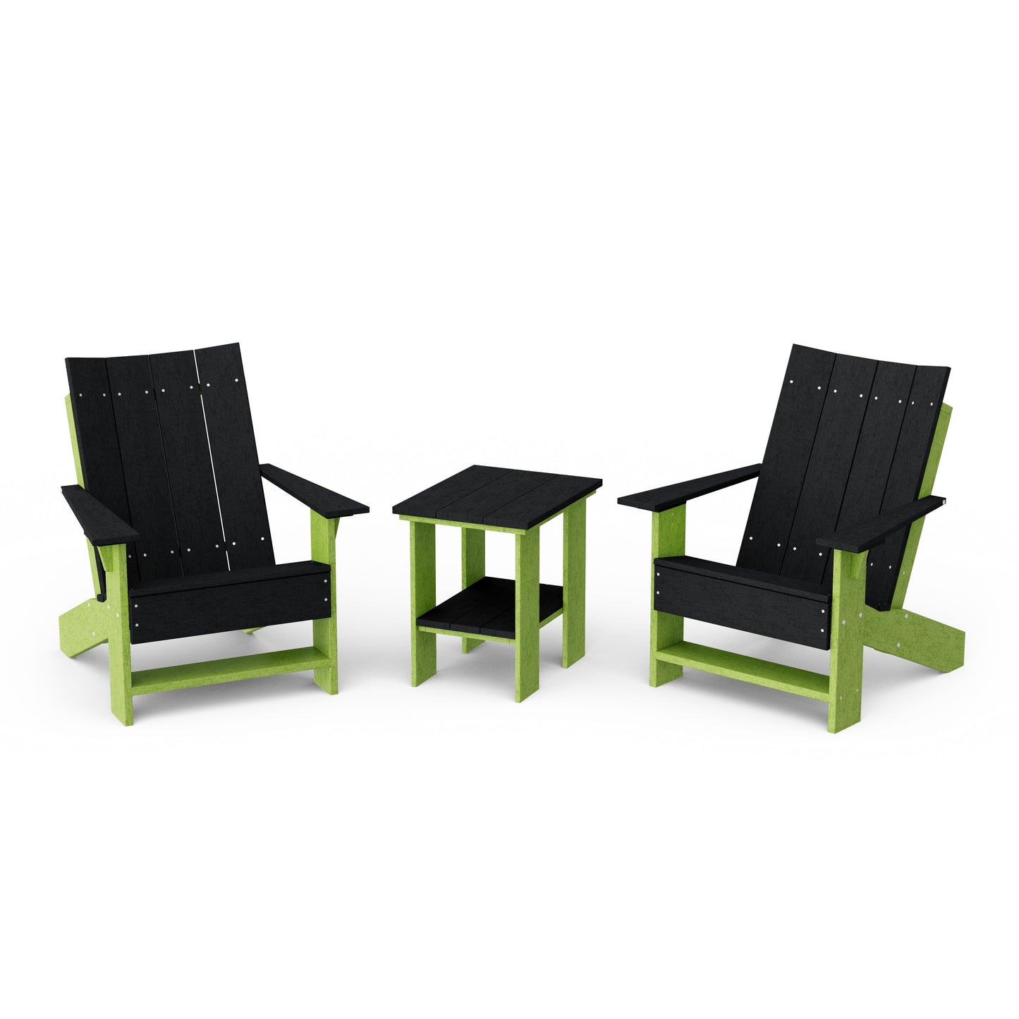 Contemporary 3-Piece Modern Adirondack Chair Set with Side Table