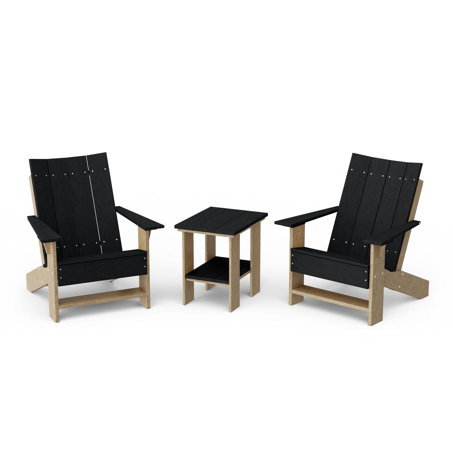 Contemporary 3-Piece Modern Adirondack Chair Set with Side Table