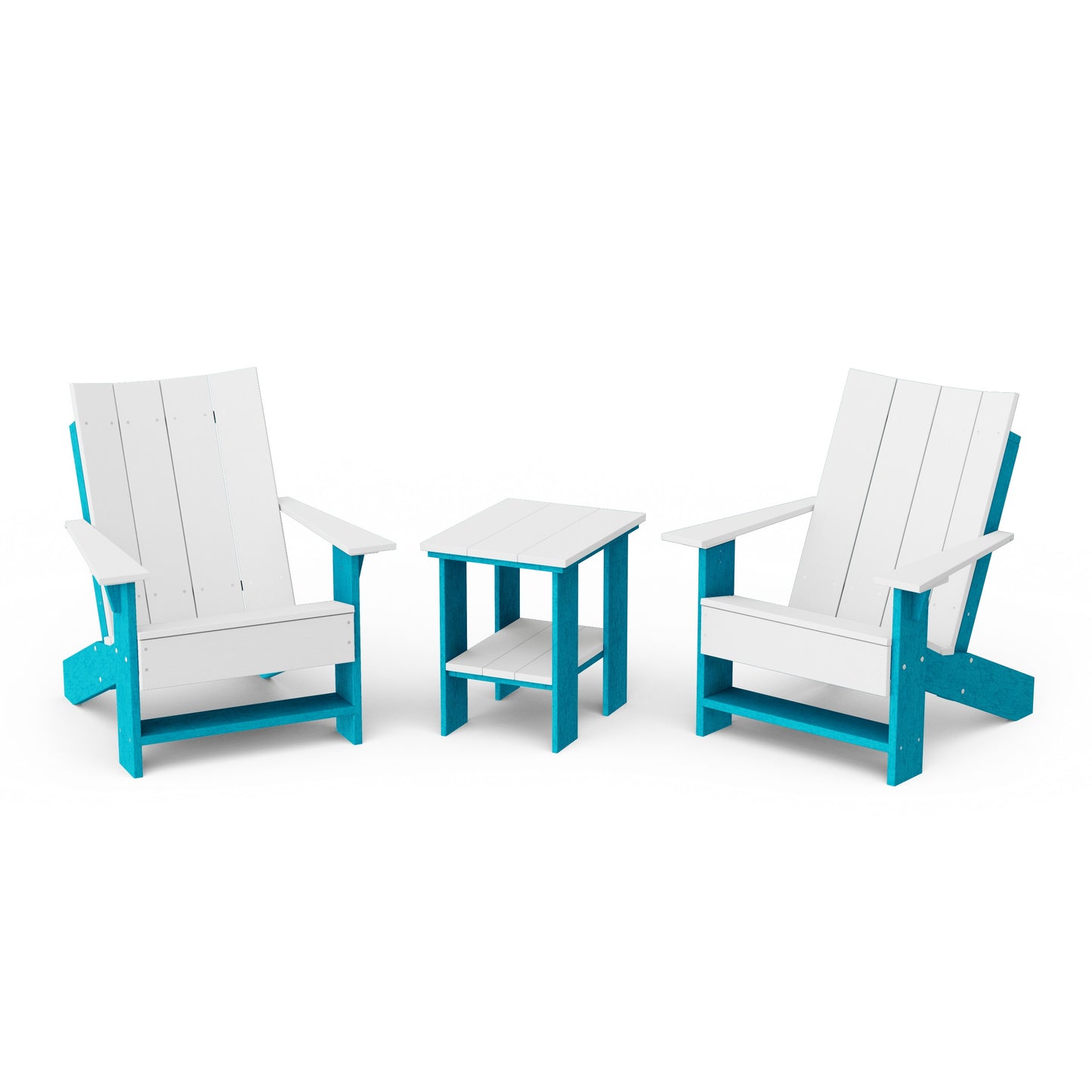 Contemporary 3-Piece Modern Adirondack Chair Set with Side Table