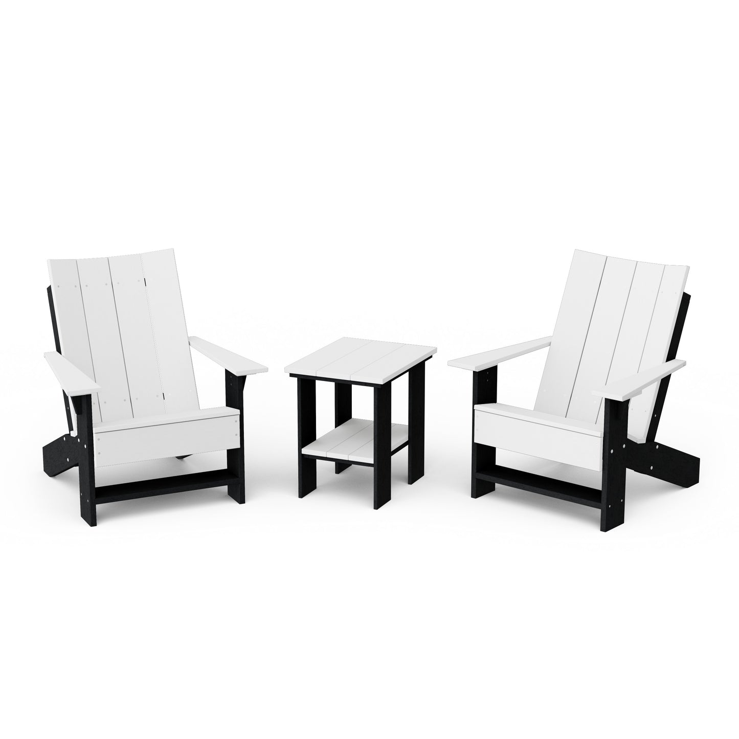 Contemporary 3-Piece Modern Adirondack Chair Set with Side Table