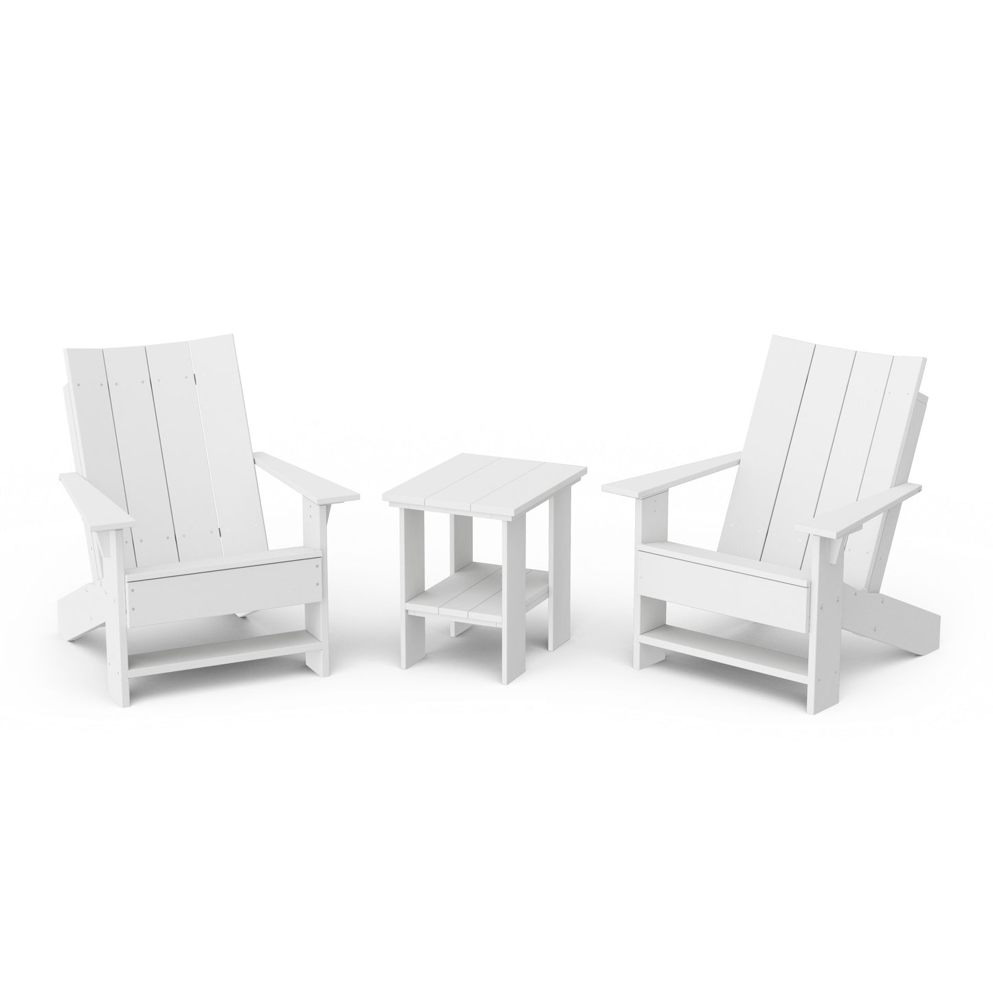 Contemporary 3-Piece Modern Adirondack Chair Set with Side Table