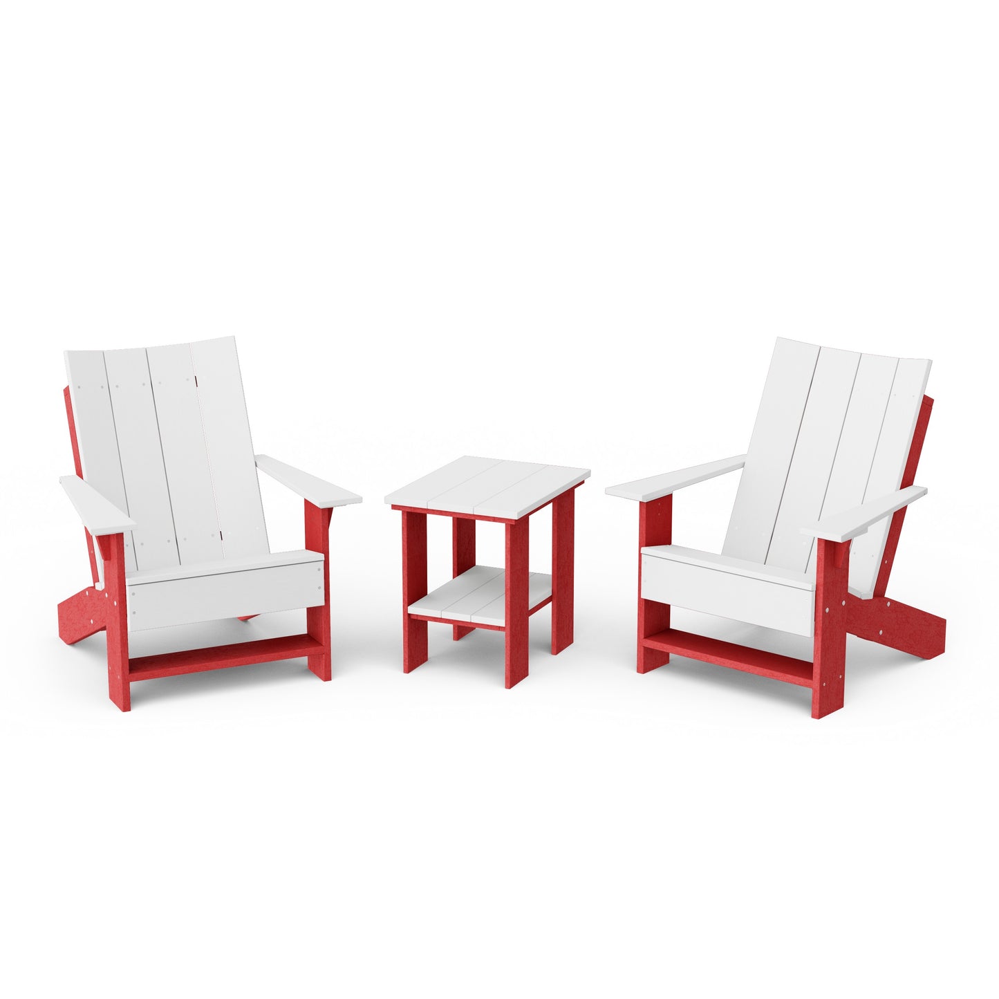 Contemporary 3-Piece Modern Adirondack Chair Set with Side Table