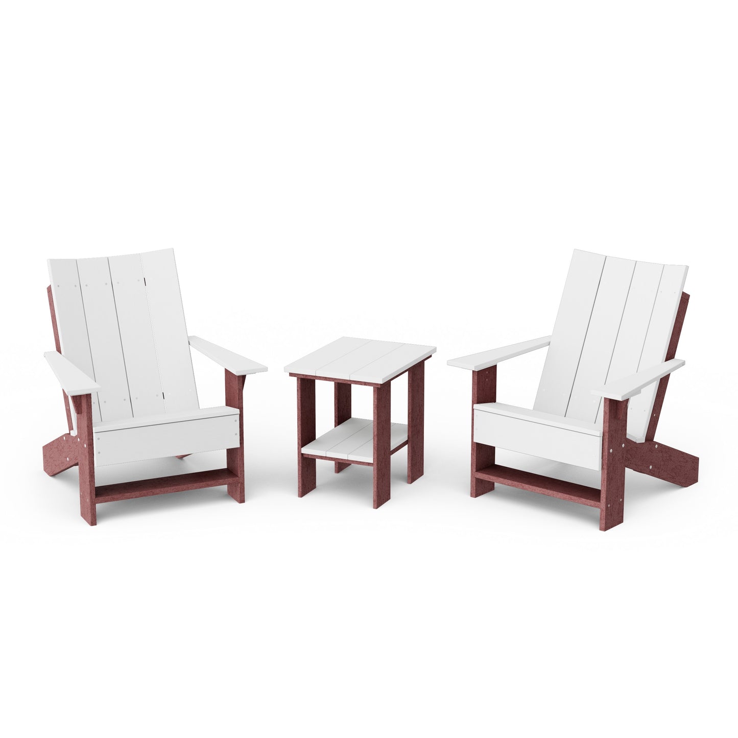 Contemporary 3-Piece Modern Adirondack Chair Set with Side Table