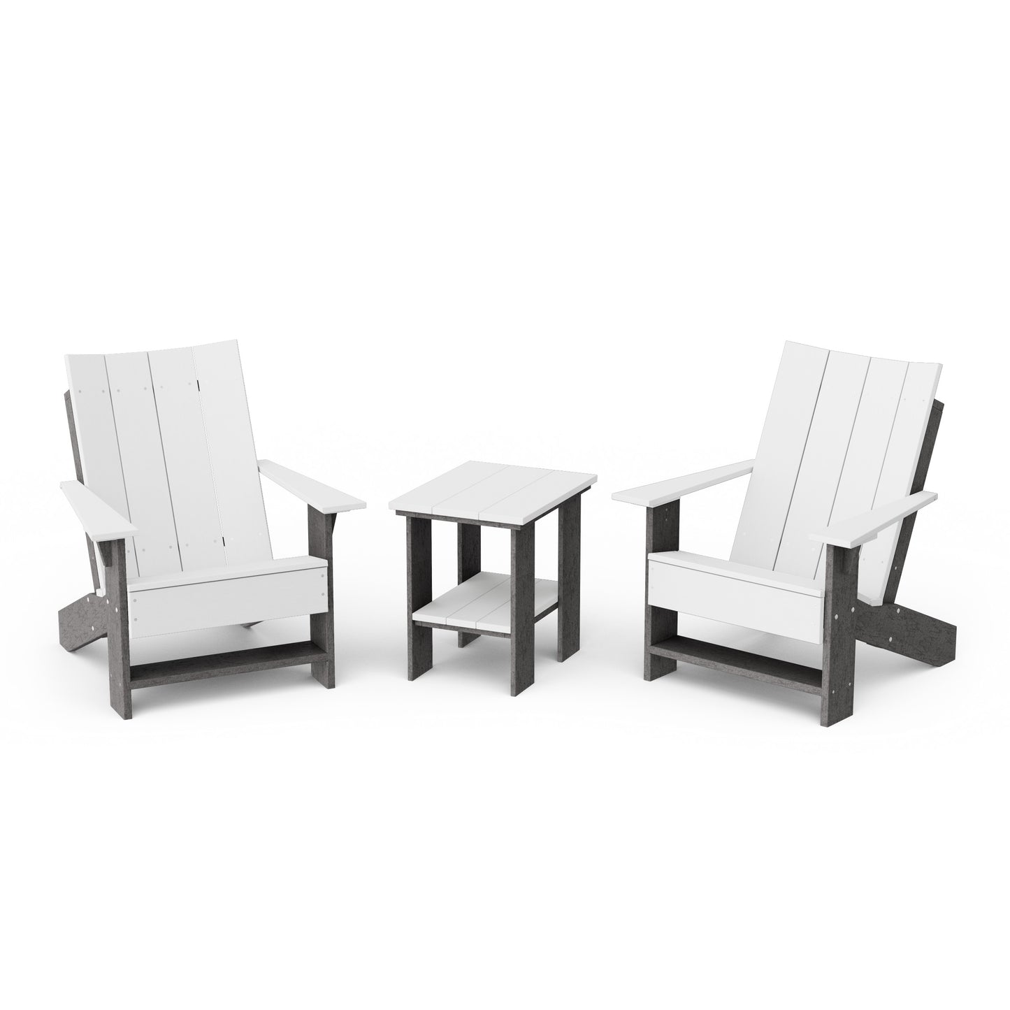 Contemporary 3-Piece Modern Adirondack Chair Set with Side Table