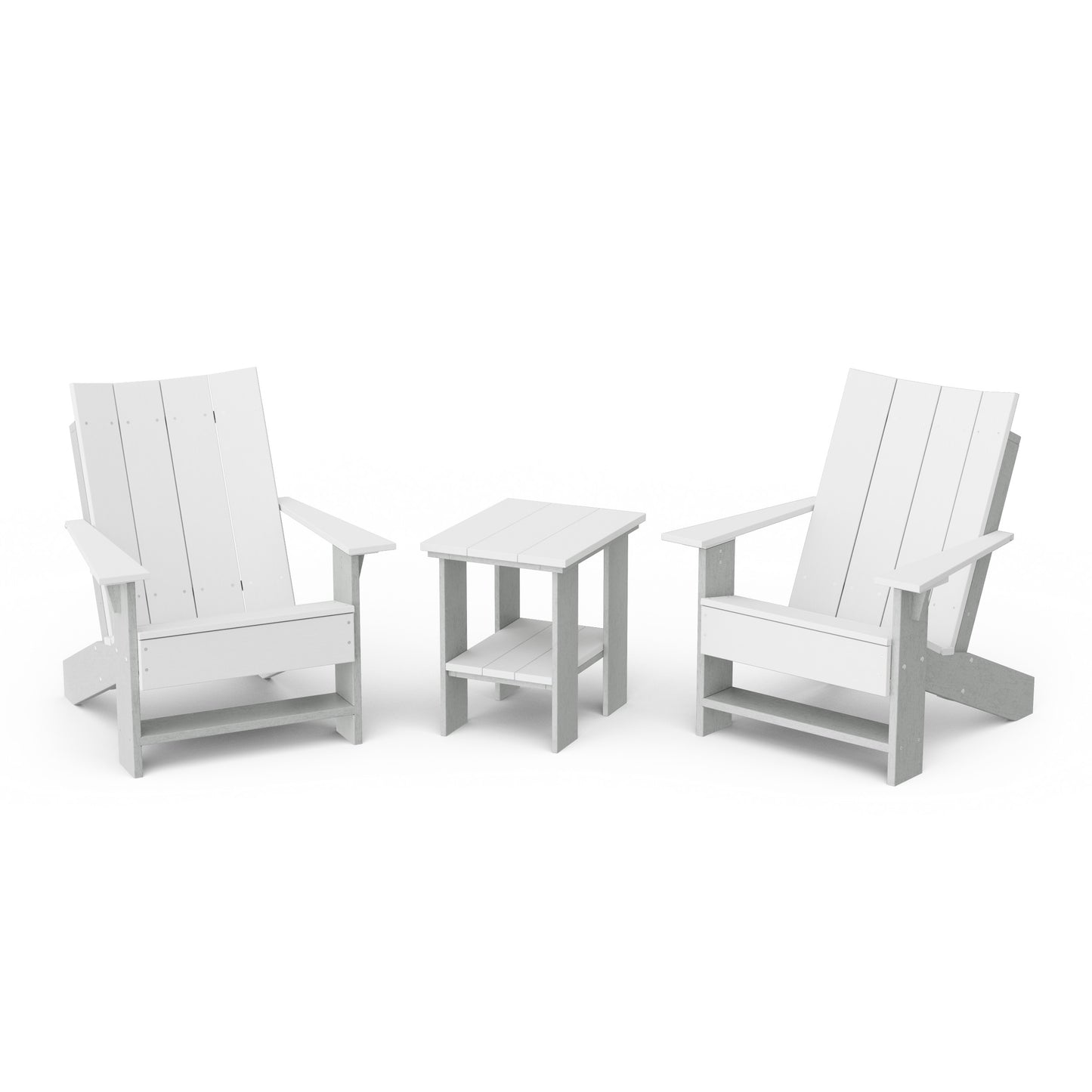 Contemporary 3-Piece Modern Adirondack Chair Set with Side Table