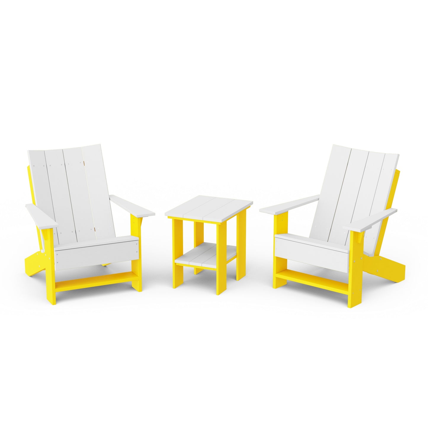 Contemporary 3-Piece Modern Adirondack Chair Set with Side Table