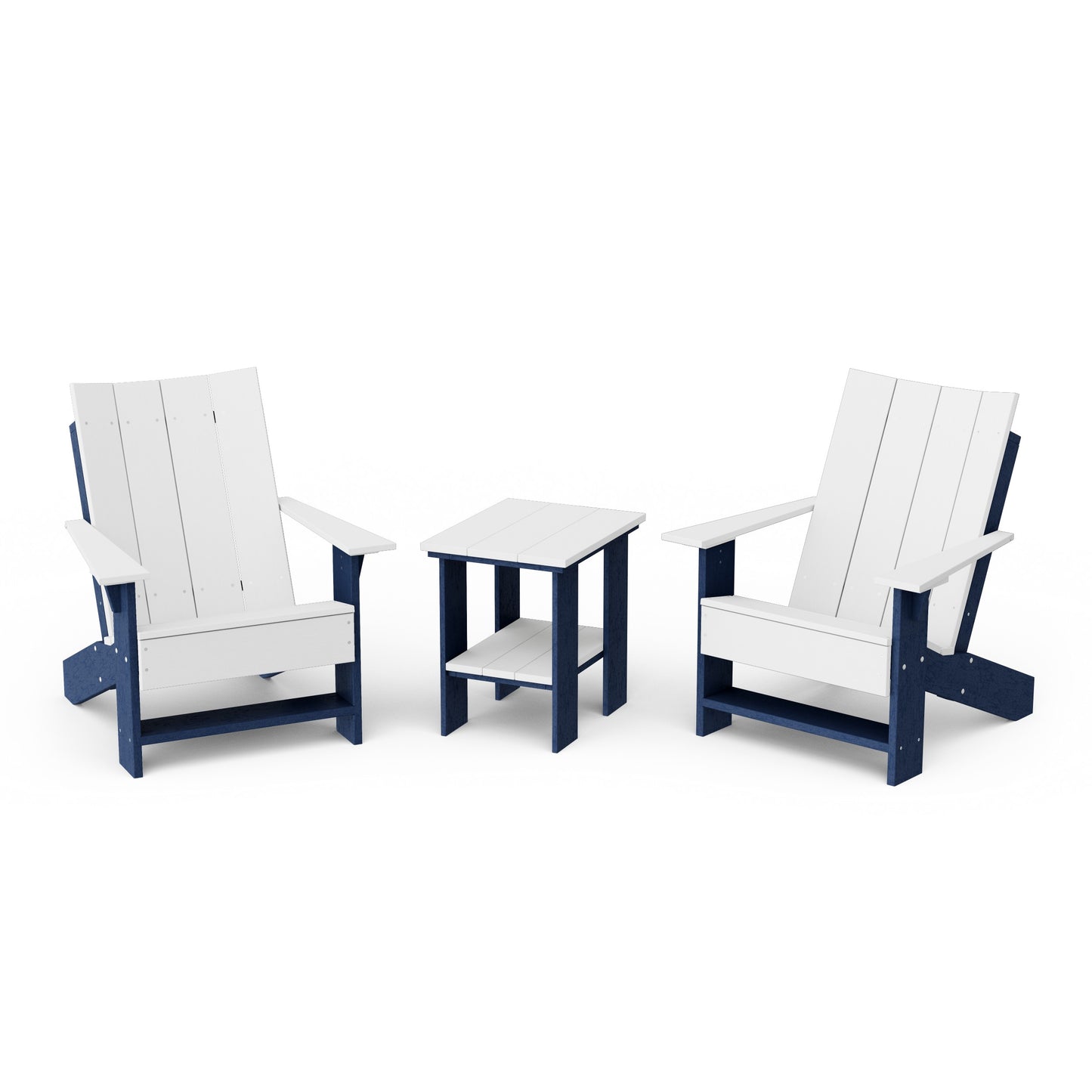 Contemporary 3-Piece Modern Adirondack Chair Set with Side Table