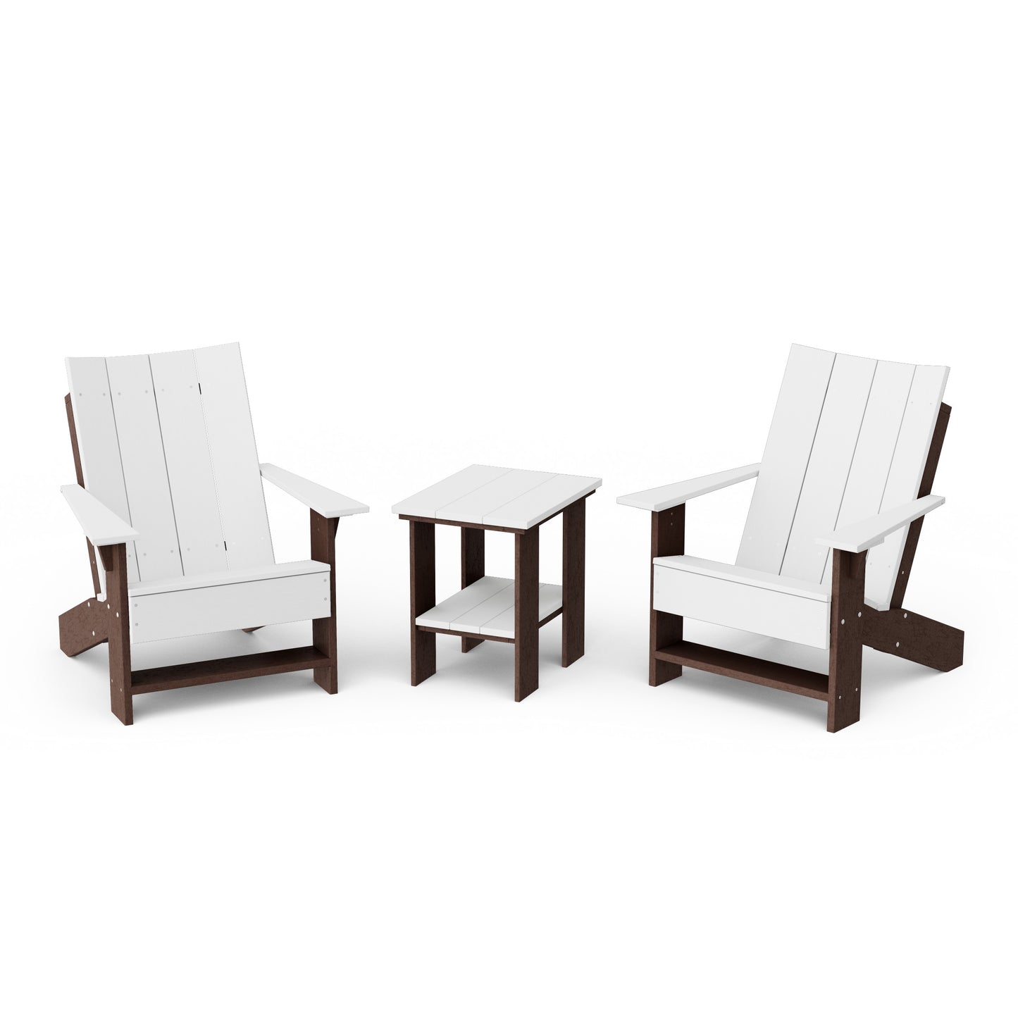 Contemporary 3-Piece Modern Adirondack Chair Set with Side Table
