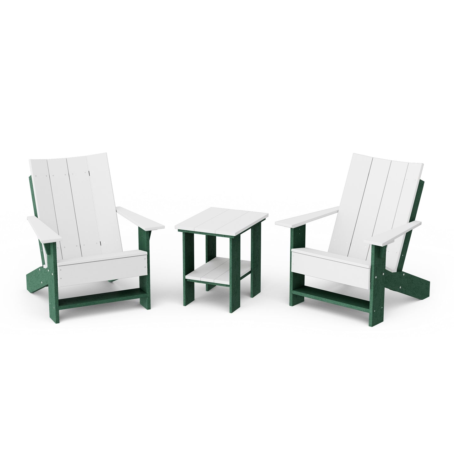 Contemporary 3-Piece Modern Adirondack Chair Set with Side Table