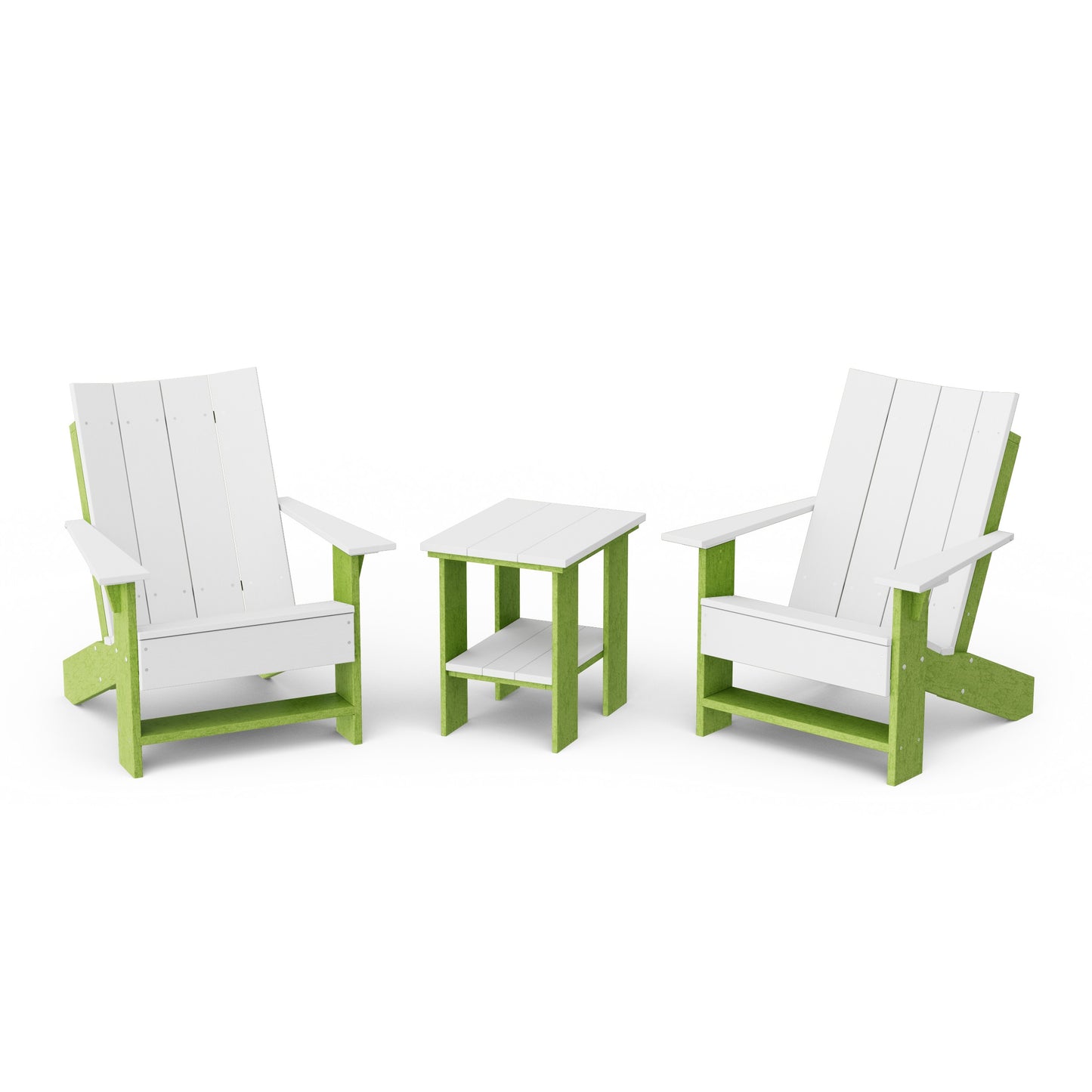 Contemporary 3-Piece Modern Adirondack Chair Set with Side Table