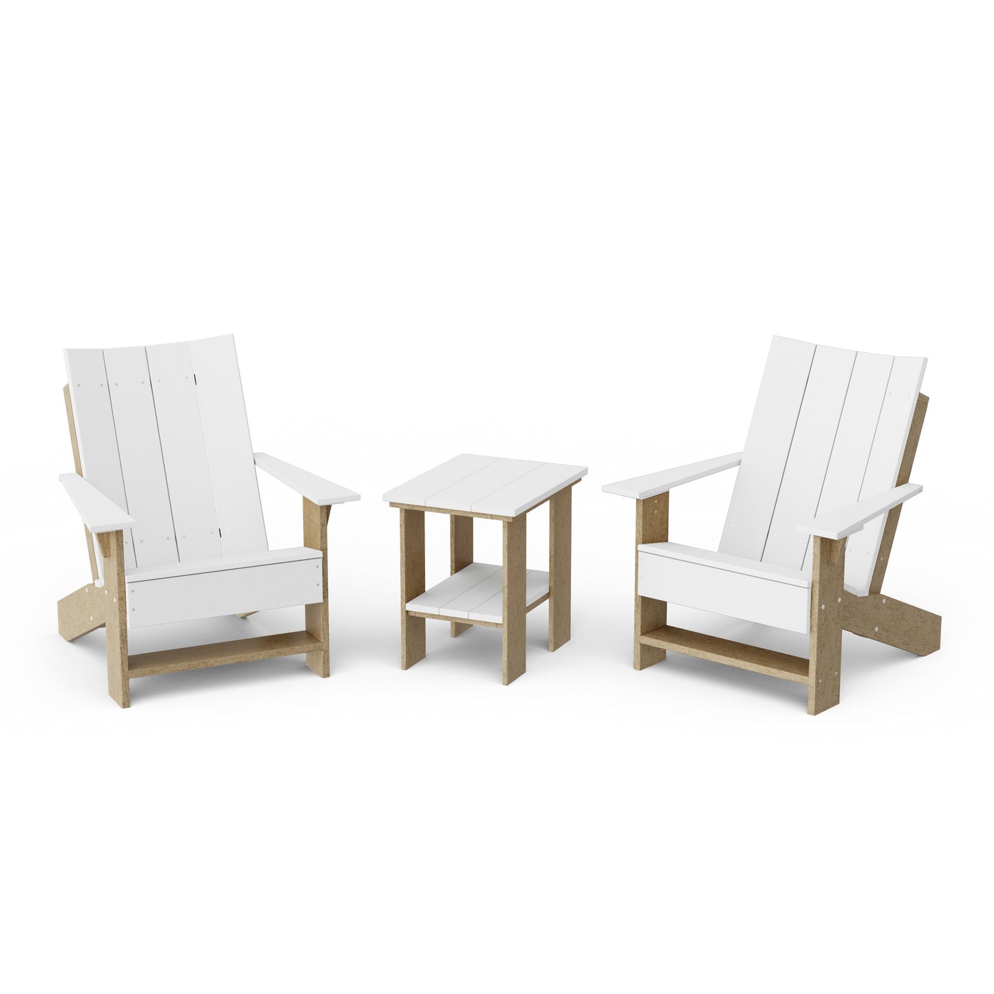 Contemporary 3-Piece Modern Adirondack Chair Set with Side Table