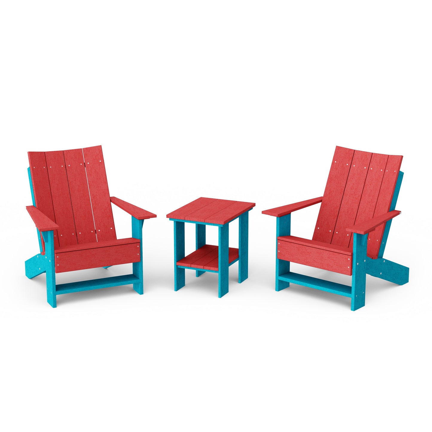 Contemporary 3-Piece Modern Adirondack Chair Set with Side Table