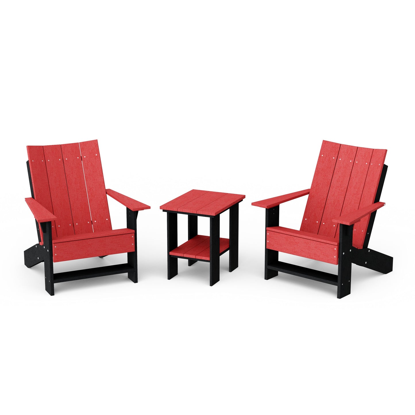 Contemporary 3-Piece Modern Adirondack Chair Set with Side Table
