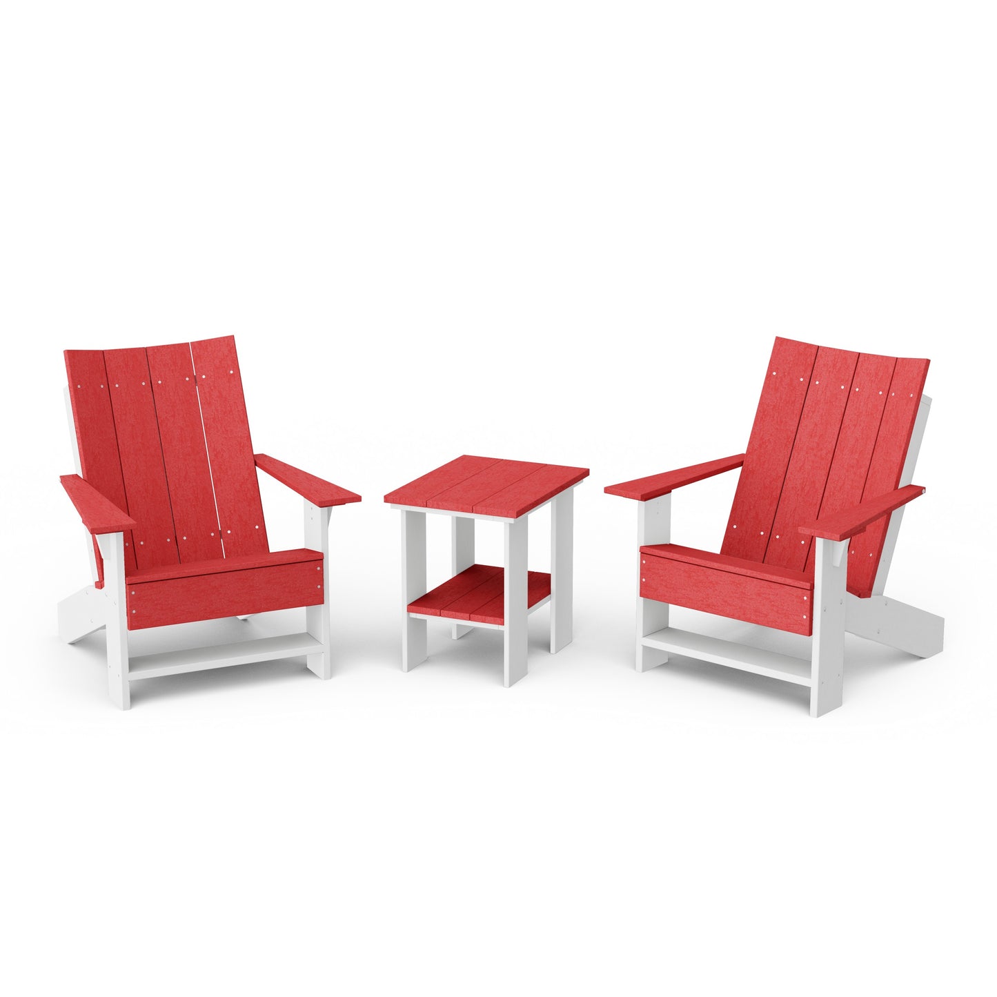 Contemporary 3-Piece Modern Adirondack Chair Set with Side Table