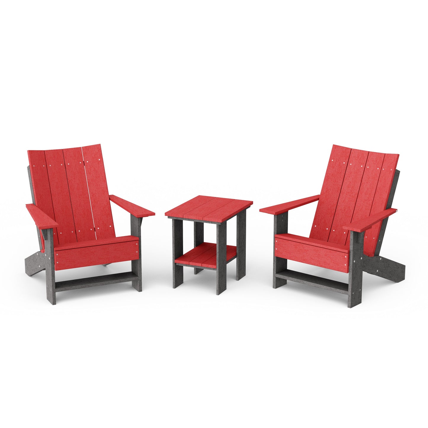 Contemporary 3-Piece Modern Adirondack Chair Set with Side Table