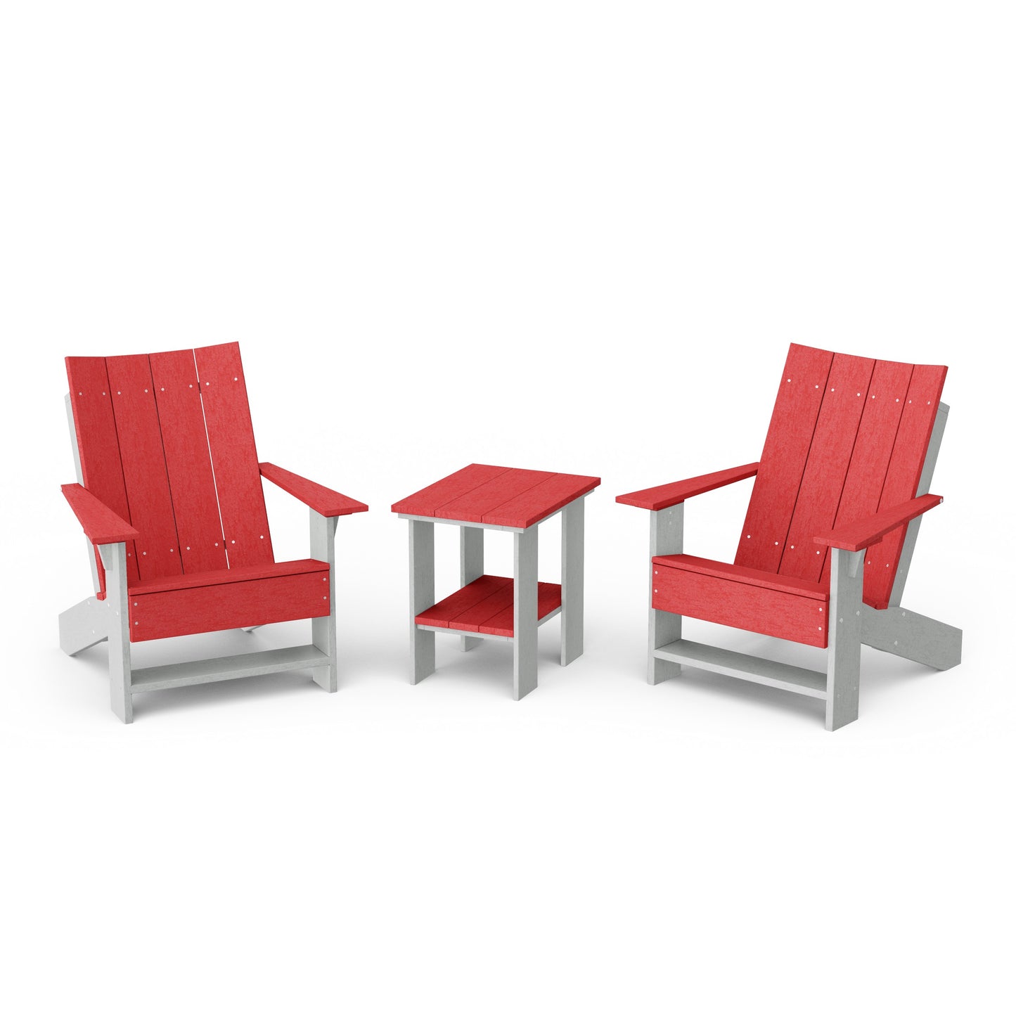 Contemporary 3-Piece Modern Adirondack Chair Set with Side Table