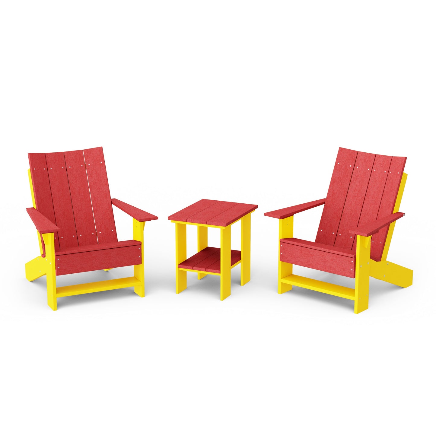 Contemporary 3-Piece Modern Adirondack Chair Set with Side Table