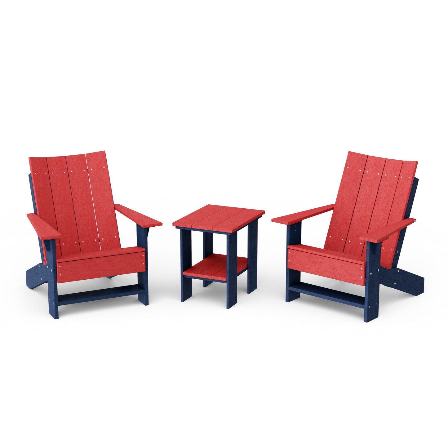 Contemporary 3-Piece Modern Adirondack Chair Set with Side Table