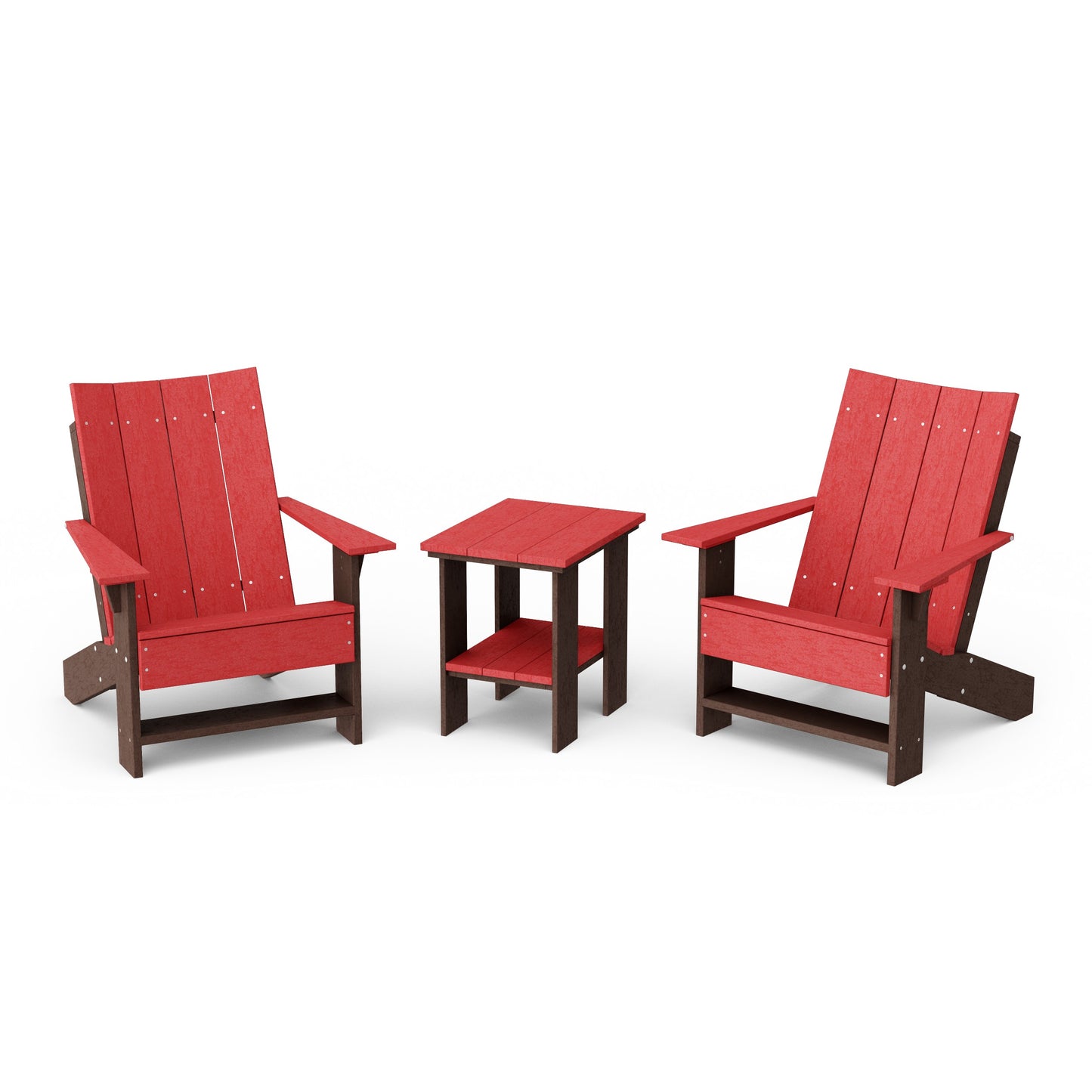Contemporary 3-Piece Modern Adirondack Chair Set with Side Table