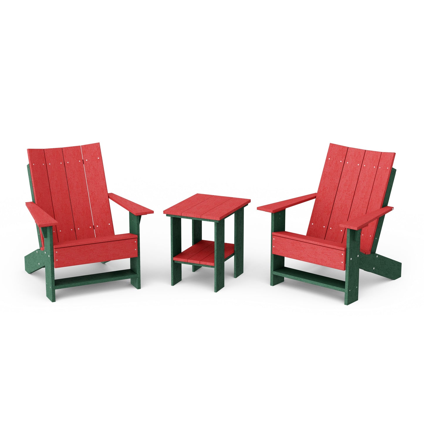 Contemporary 3-Piece Modern Adirondack Chair Set with Side Table