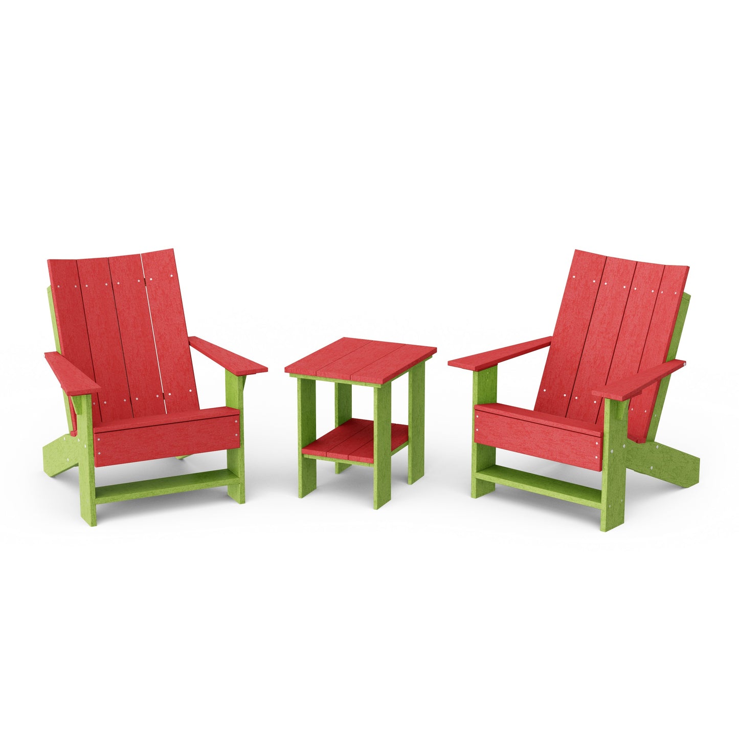 Contemporary 3-Piece Modern Adirondack Chair Set with Side Table