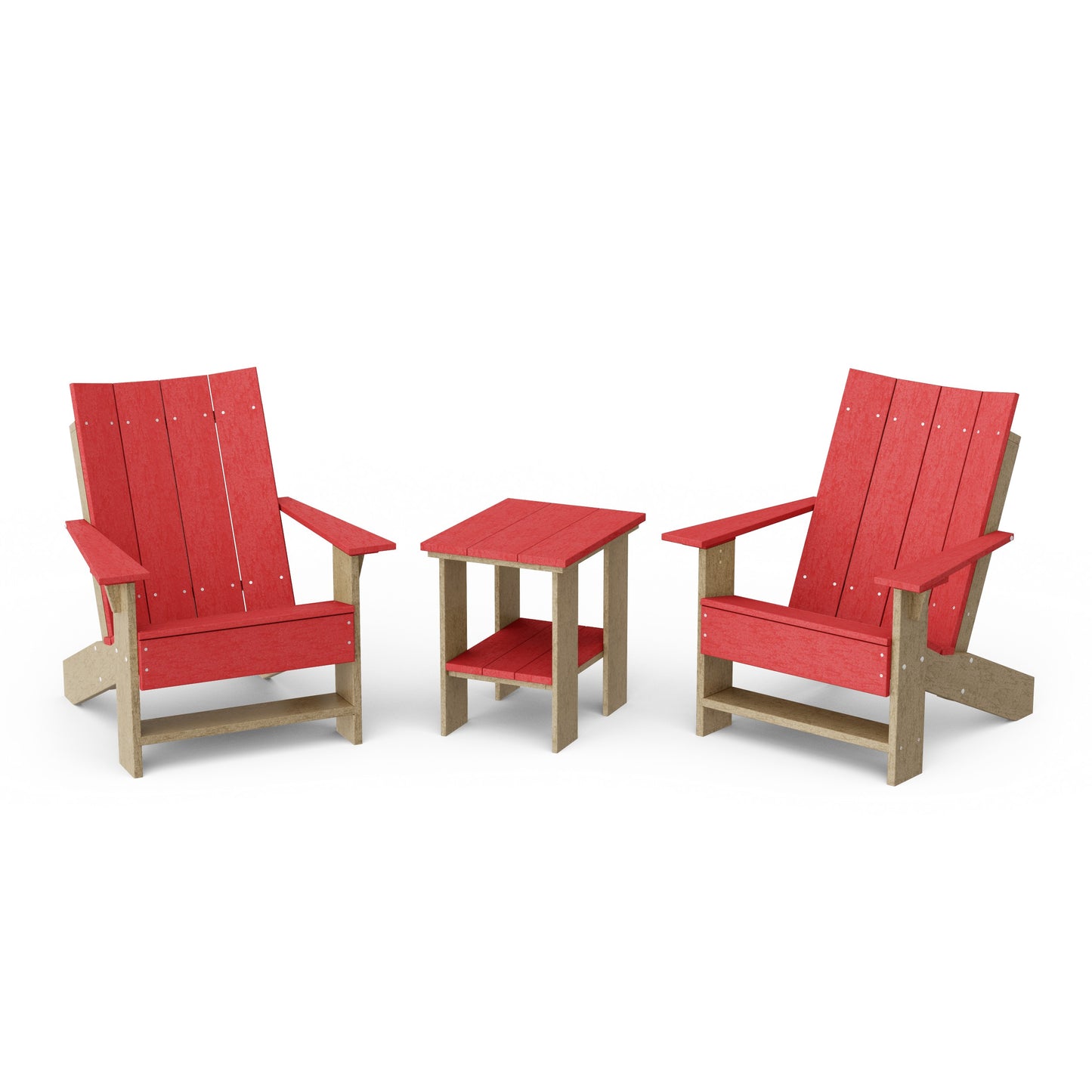 Contemporary 3-Piece Modern Adirondack Chair Set with Side Table