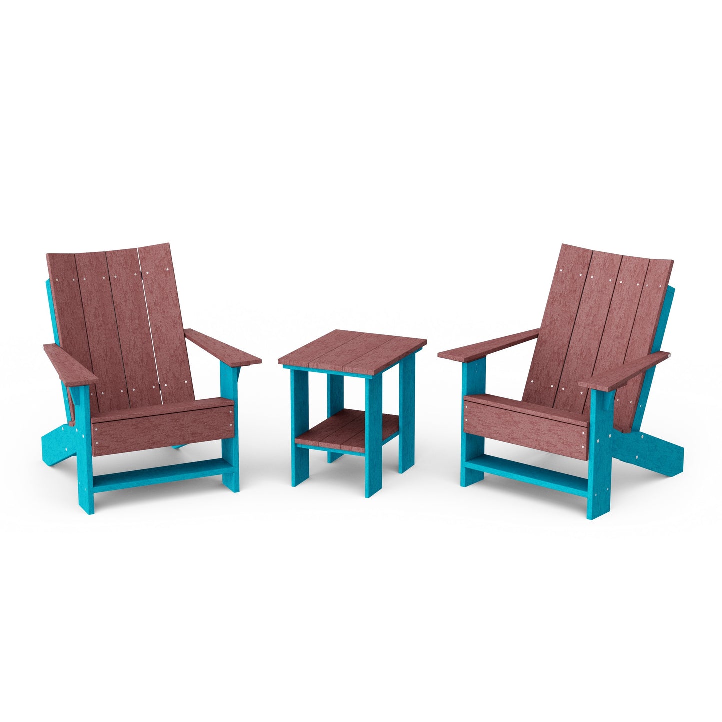 Contemporary 3-Piece Modern Adirondack Chair Set with Side Table