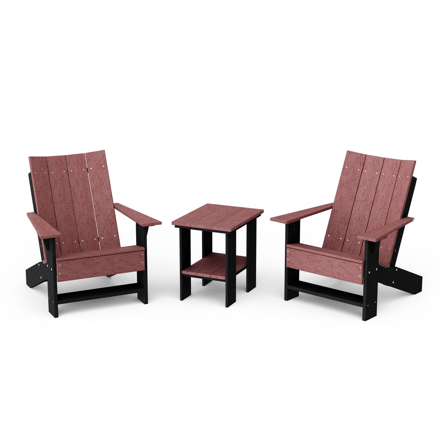 Contemporary 3-Piece Modern Adirondack Chair Set with Side Table