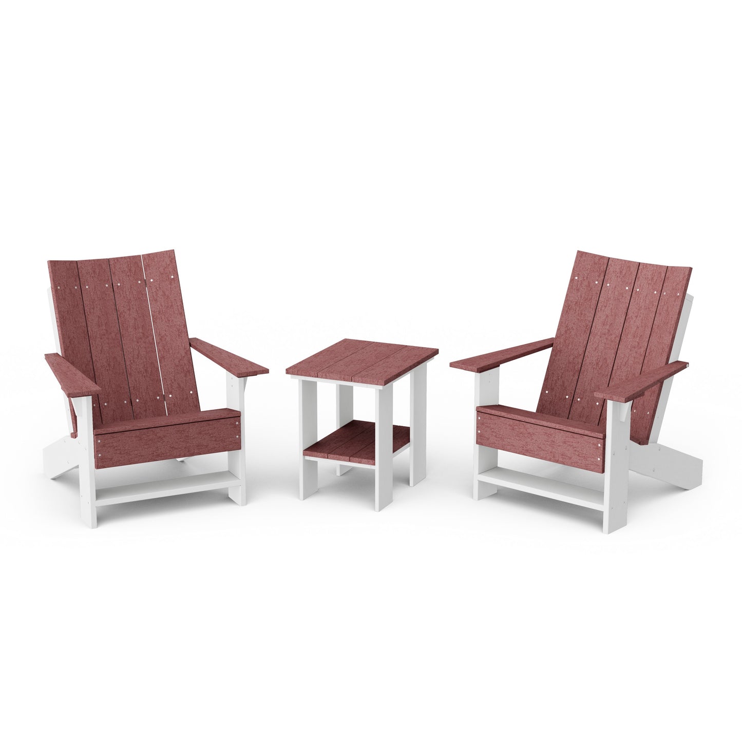 Contemporary 3-Piece Modern Adirondack Chair Set with Side Table