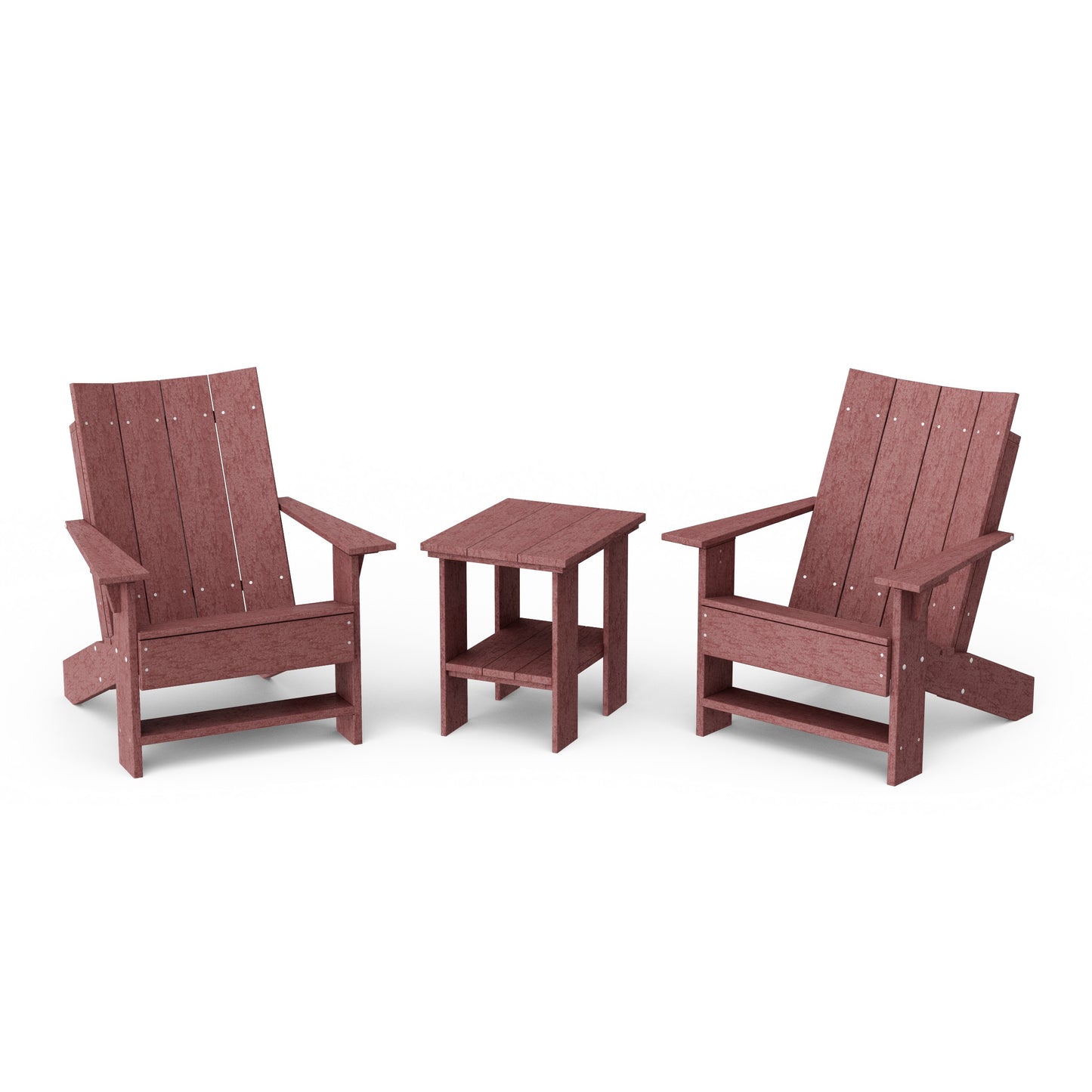 Contemporary 3-Piece Modern Adirondack Chair Set with Side Table