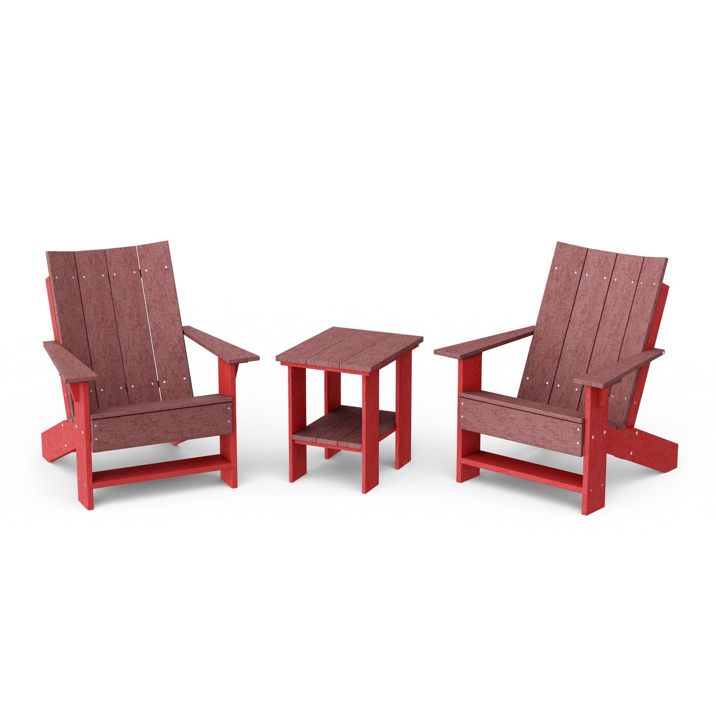 Contemporary 3-Piece Modern Adirondack Chair Set with Side Table