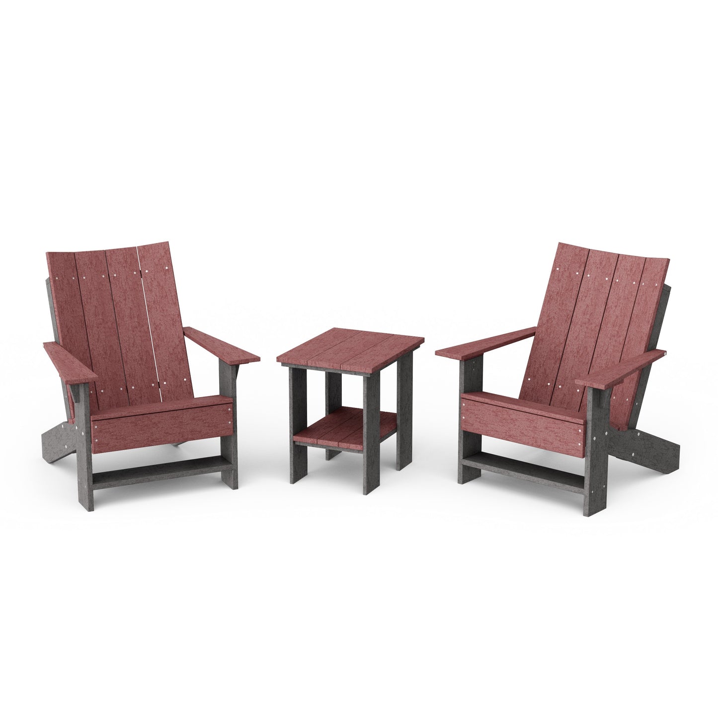 Contemporary 3-Piece Modern Adirondack Chair Set with Side Table